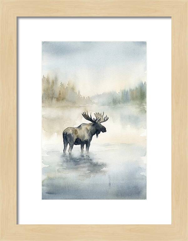 Moose Standing In Misty Lake