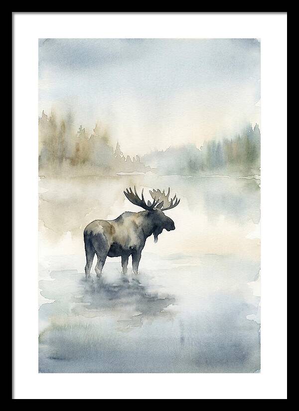 Moose Standing In Misty Lake
