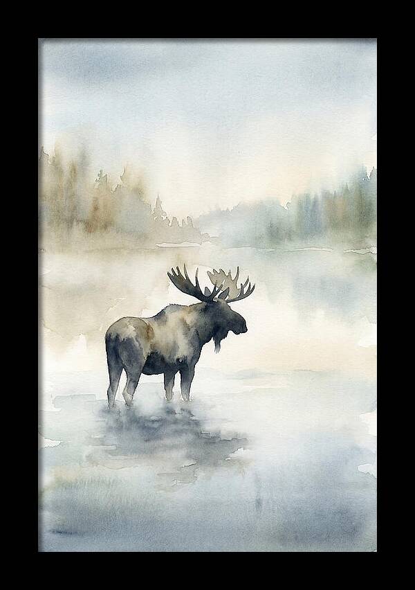 Moose Standing In Misty Lake