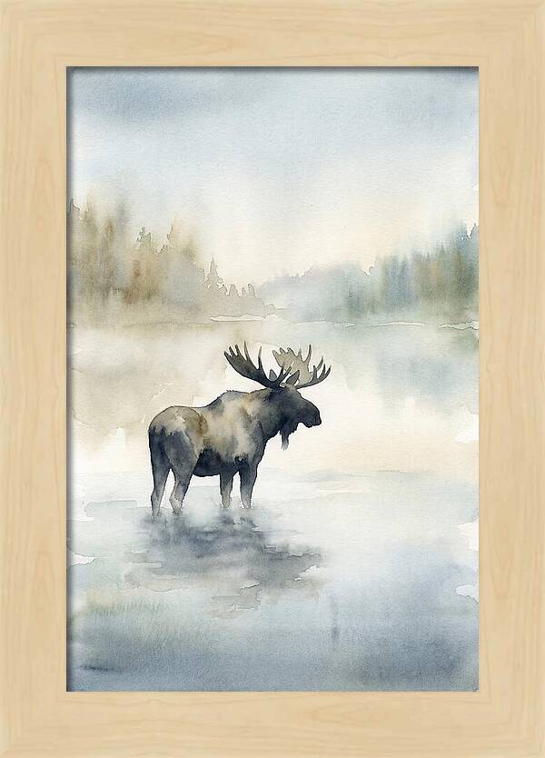 Moose Standing In Misty Lake