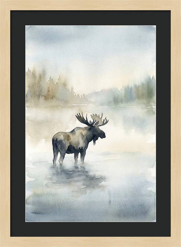 Moose Standing In Misty Lake