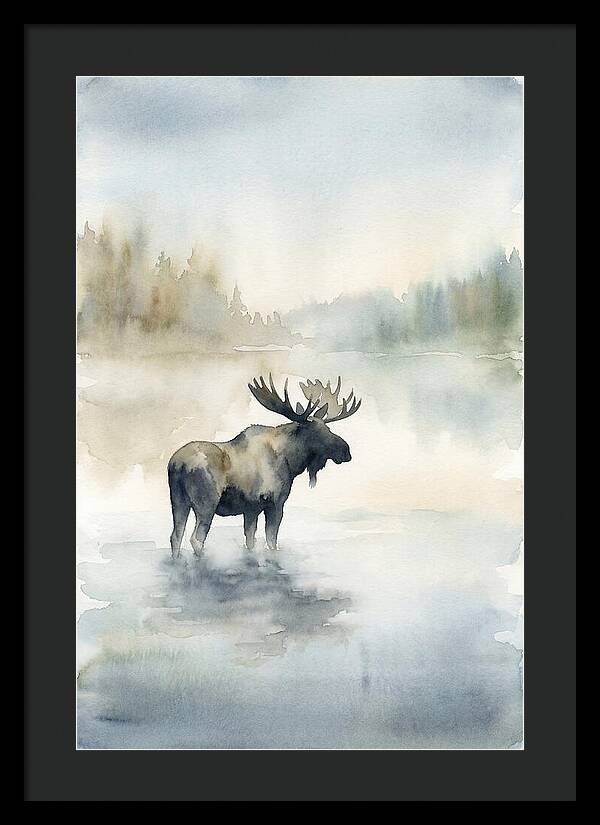 Moose Standing In Misty Lake