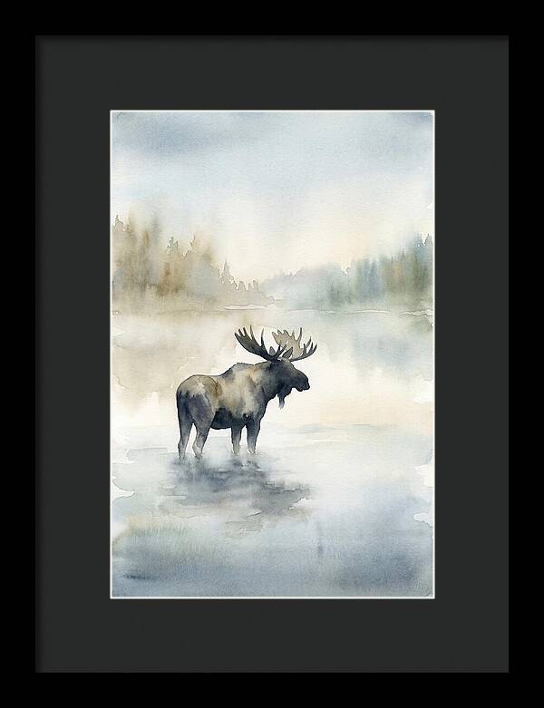 Moose Standing In Misty Lake