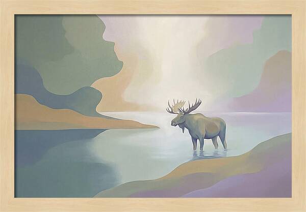 Moose Standing In Pristine Lake