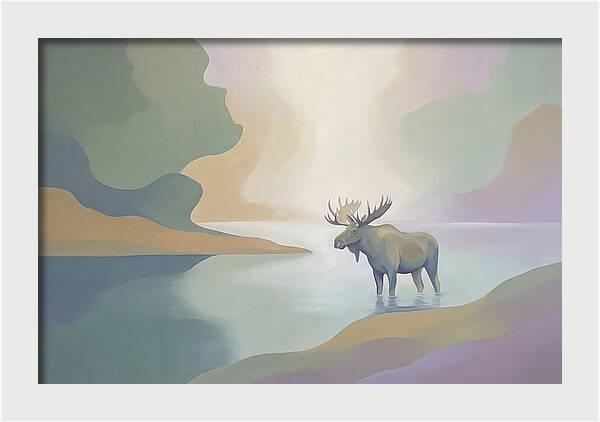 Moose Standing In Pristine Lake