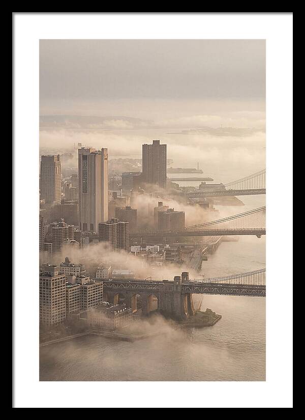 Morning Fog Lifting Over City Bridges