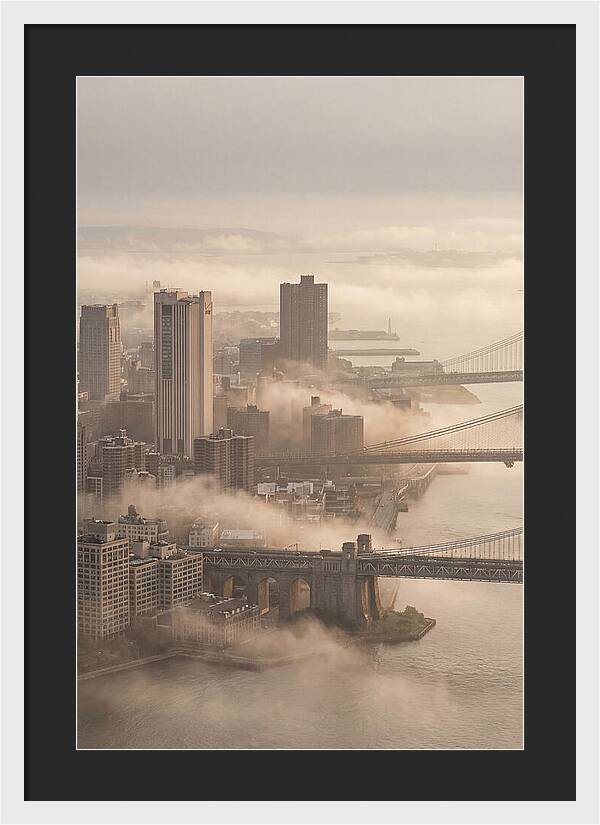 Morning Fog Lifting Over City Bridges