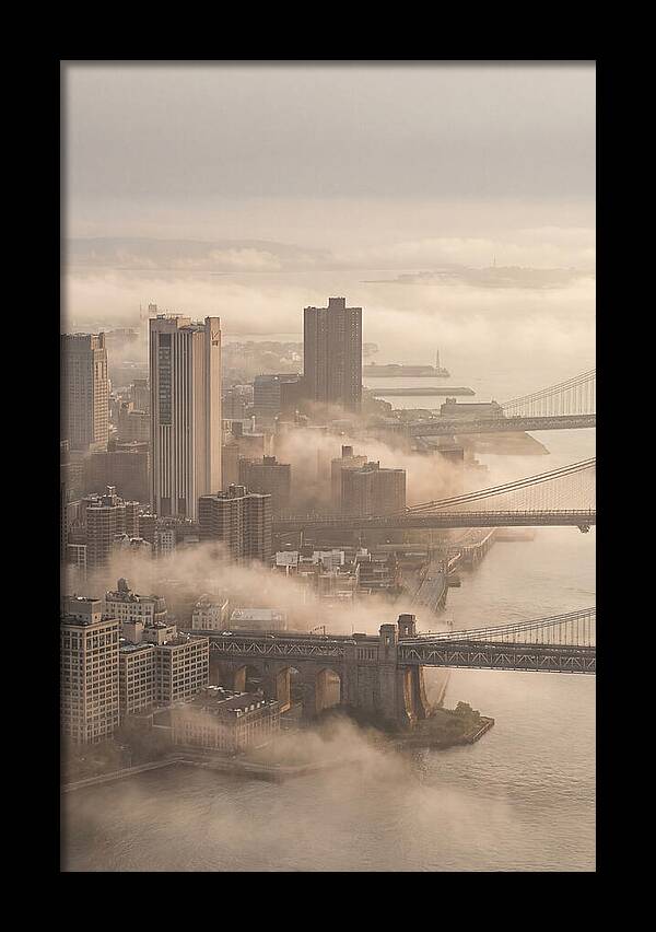 Morning Fog Lifting Over City Bridges