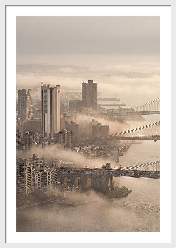 Morning Fog Lifting Over City Bridges