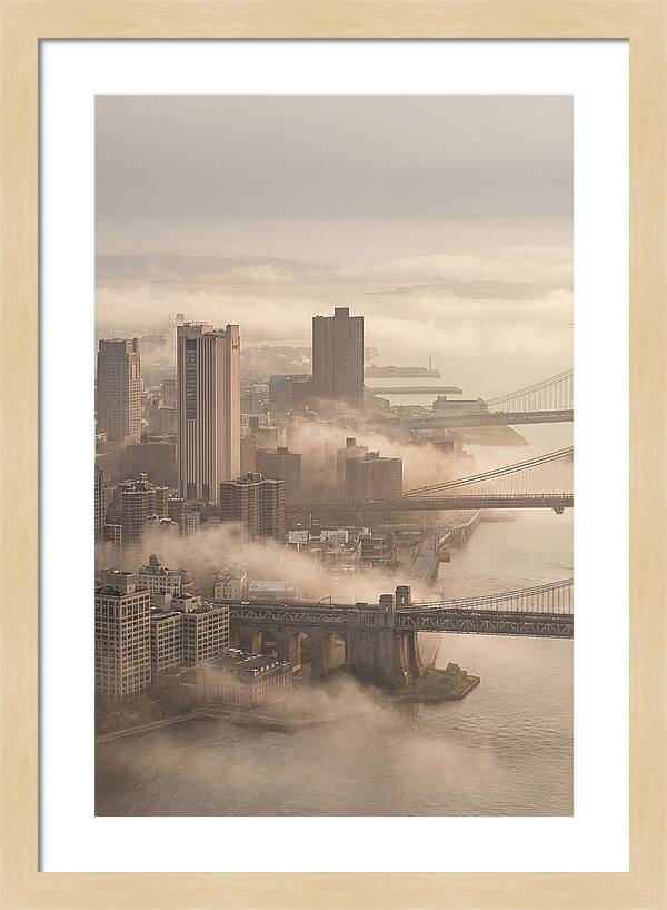 Morning Fog Lifting Over City Bridges