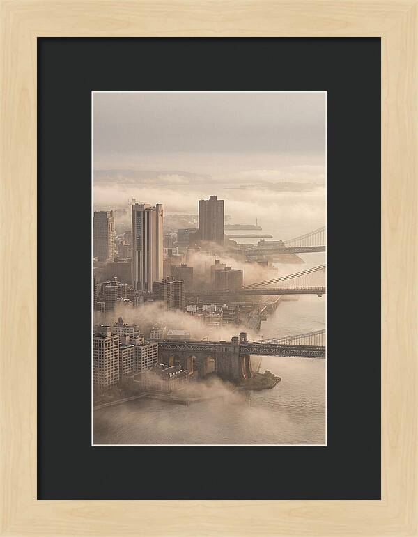 Morning Fog Lifting Over City Bridges