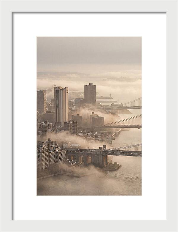 Morning Fog Lifting Over City Bridges