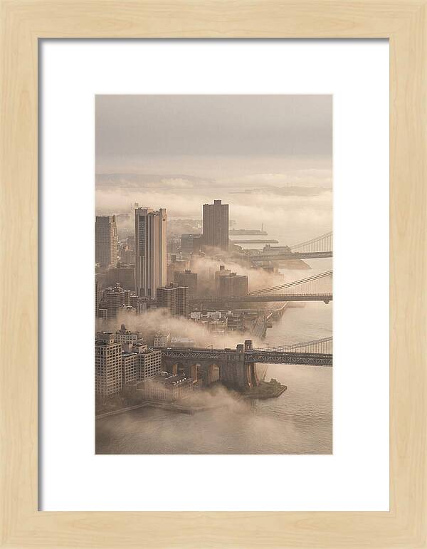 Morning Fog Lifting Over City Bridges