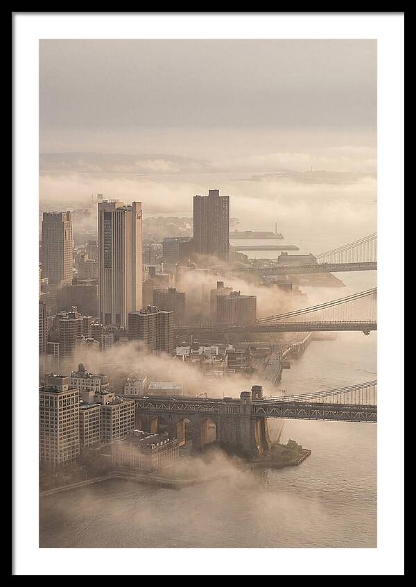 Morning Fog Lifting Over City Bridges