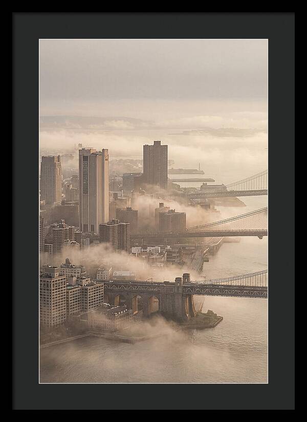 Morning Fog Lifting Over City Bridges