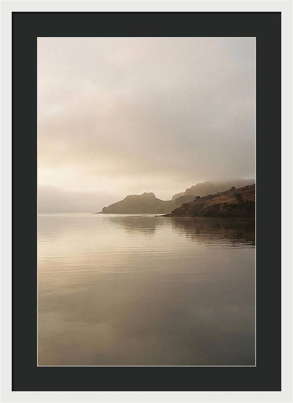 Morning Mist Over Glassy Coastal Bay
