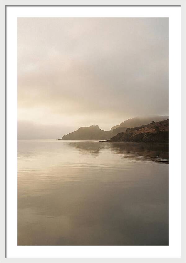 Morning Mist Over Glassy Coastal Bay