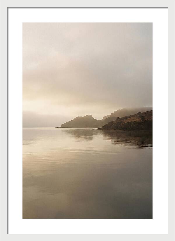 Morning Mist Over Glassy Coastal Bay