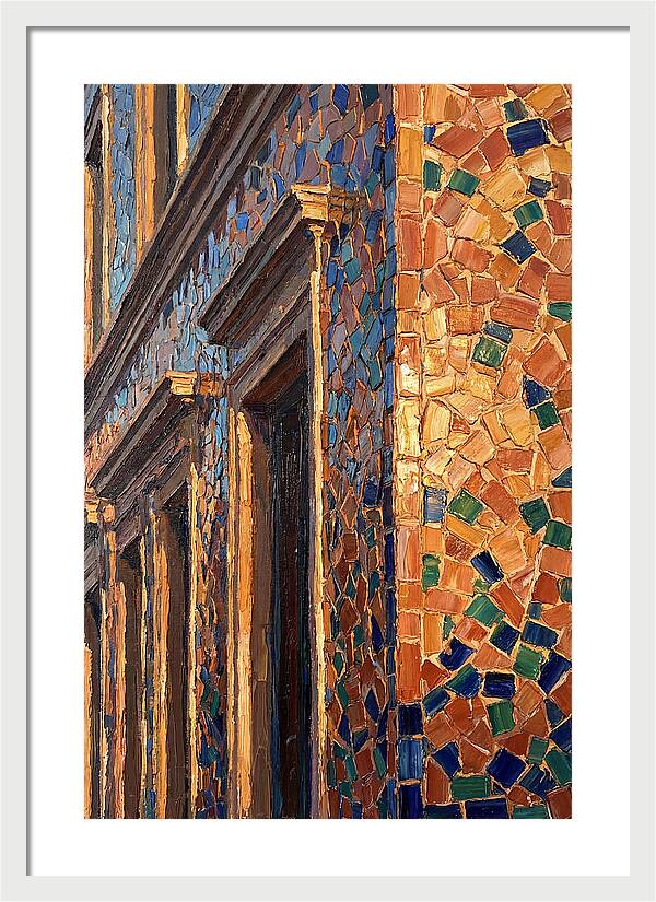Mosaic Tile Facade Glowing In Sunlight