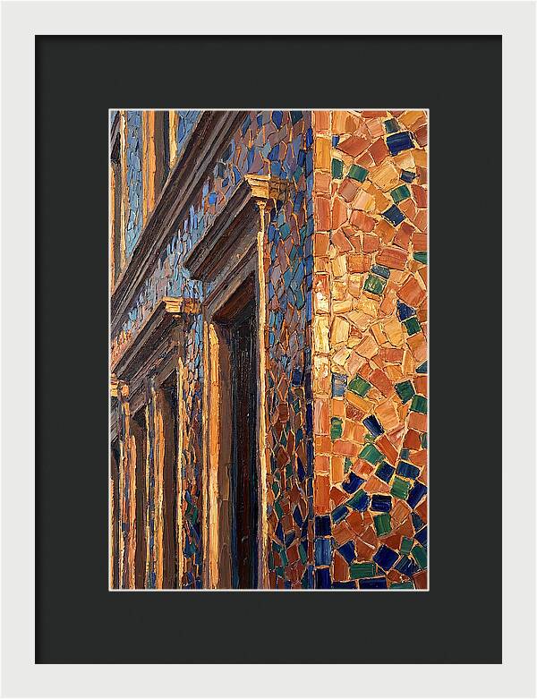 Mosaic Tile Facade Glowing In Sunlight