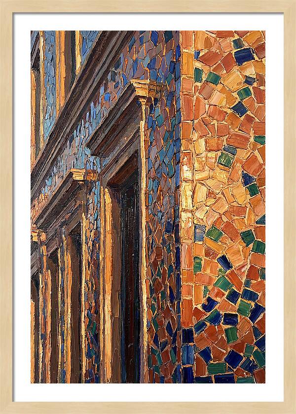 Mosaic Tile Facade Glowing In Sunlight