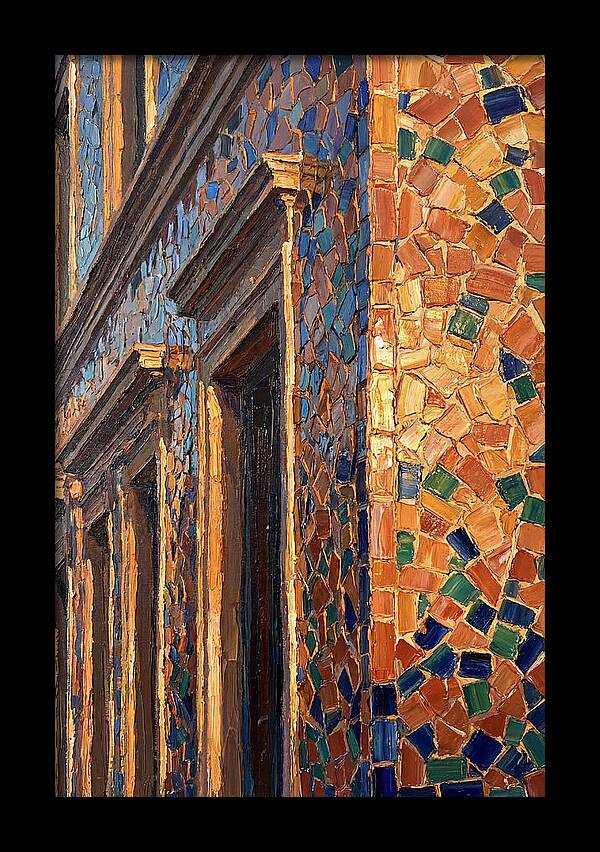 Mosaic Tile Facade Glowing In Sunlight