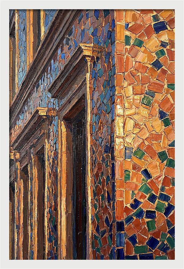 Mosaic Tile Facade Glowing In Sunlight