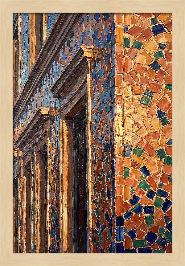 Mosaic Tile Facade Glowing In Sunlight
