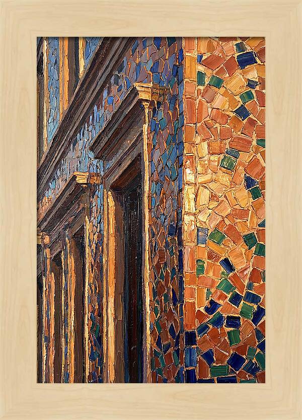 Mosaic Tile Facade Glowing In Sunlight