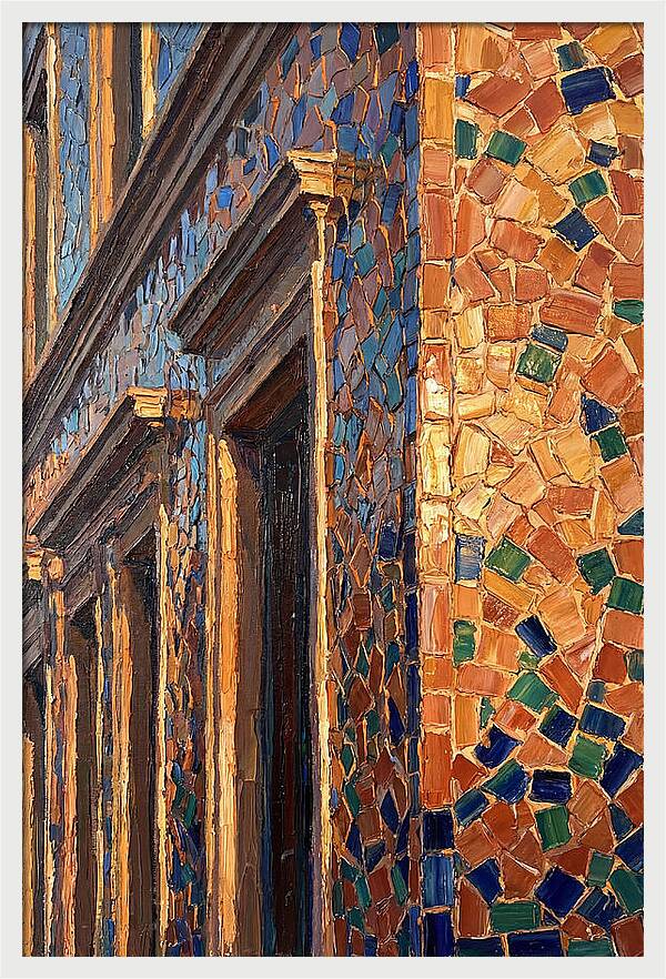 Mosaic Tile Facade Glowing In Sunlight