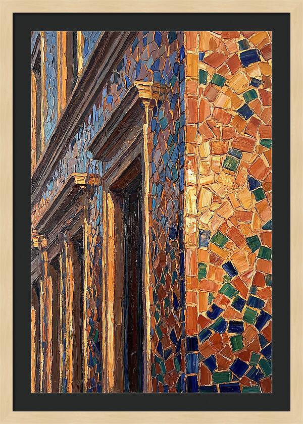 Mosaic Tile Facade Glowing In Sunlight