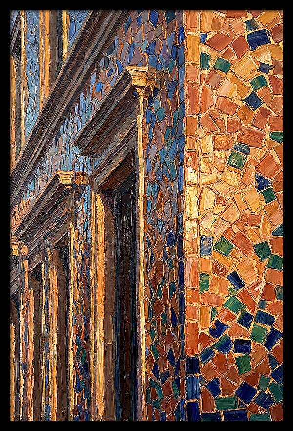 Mosaic Tile Facade Glowing In Sunlight