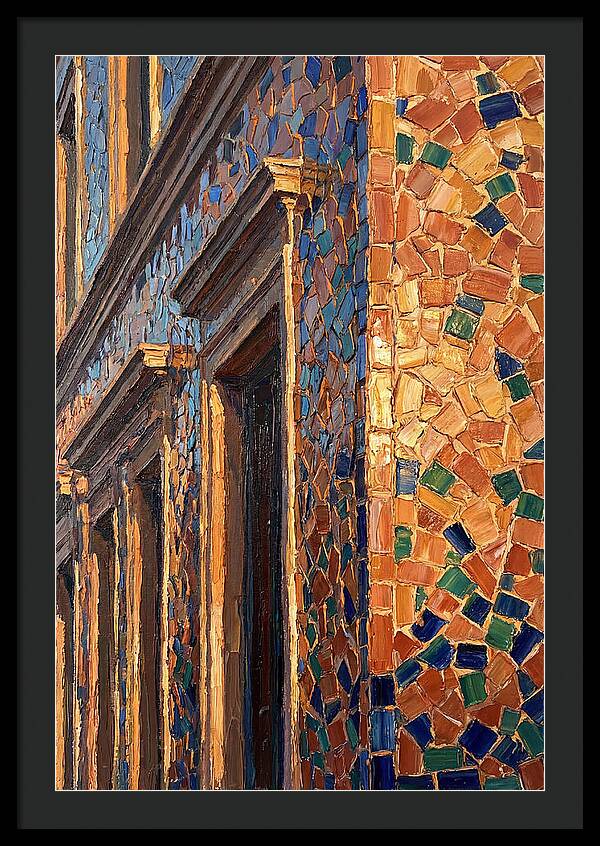 Mosaic Tile Facade Glowing In Sunlight
