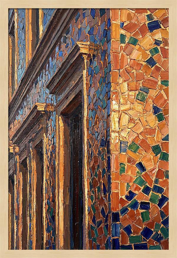 Mosaic Tile Facade Glowing In Sunlight