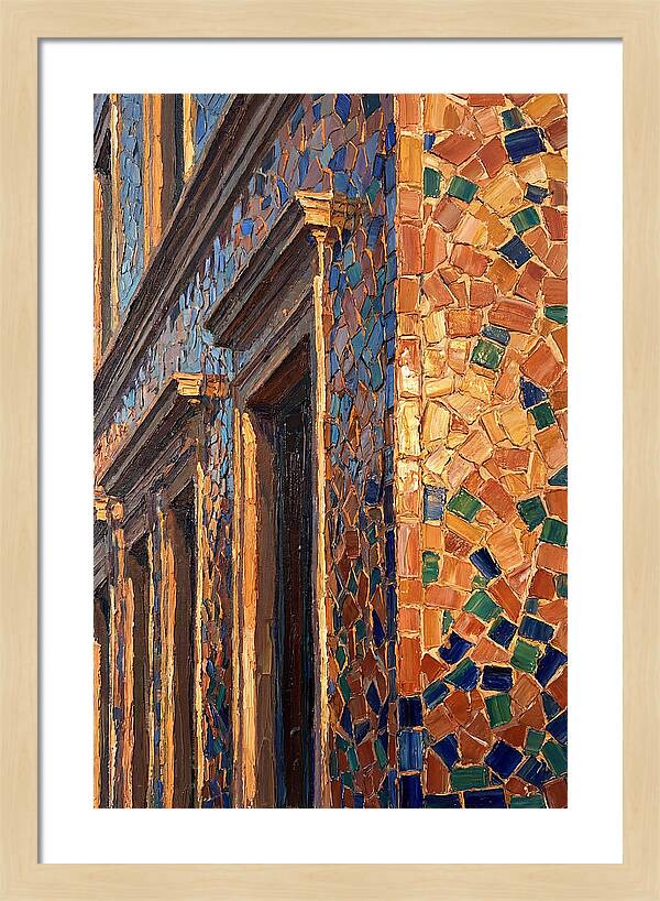 Mosaic Tile Facade Glowing In Sunlight