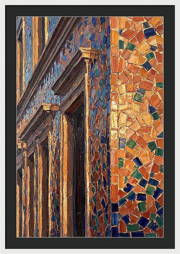 Mosaic Tile Facade Glowing In Sunlight