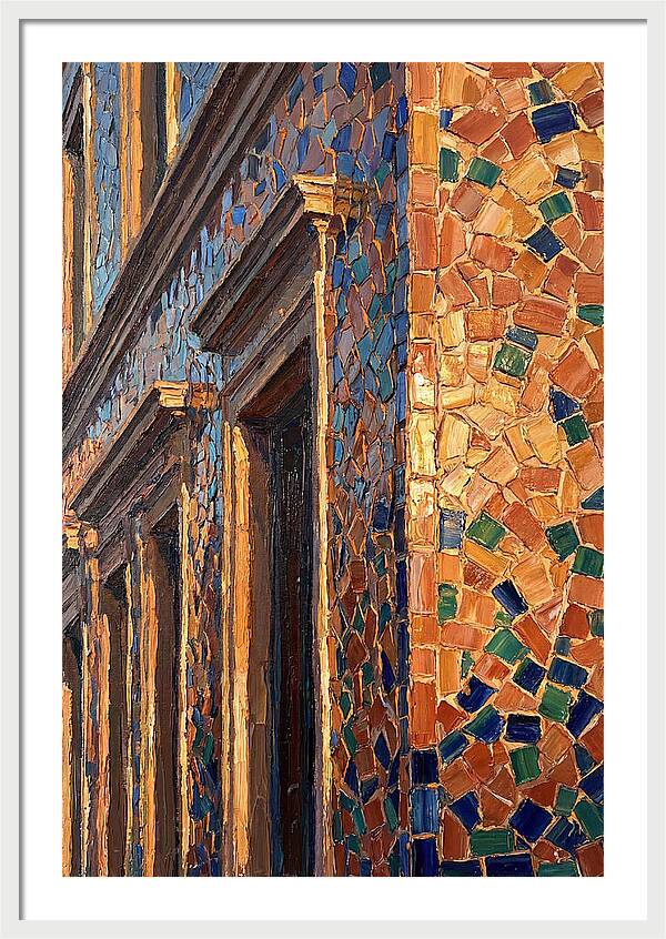 Mosaic Tile Facade Glowing In Sunlight