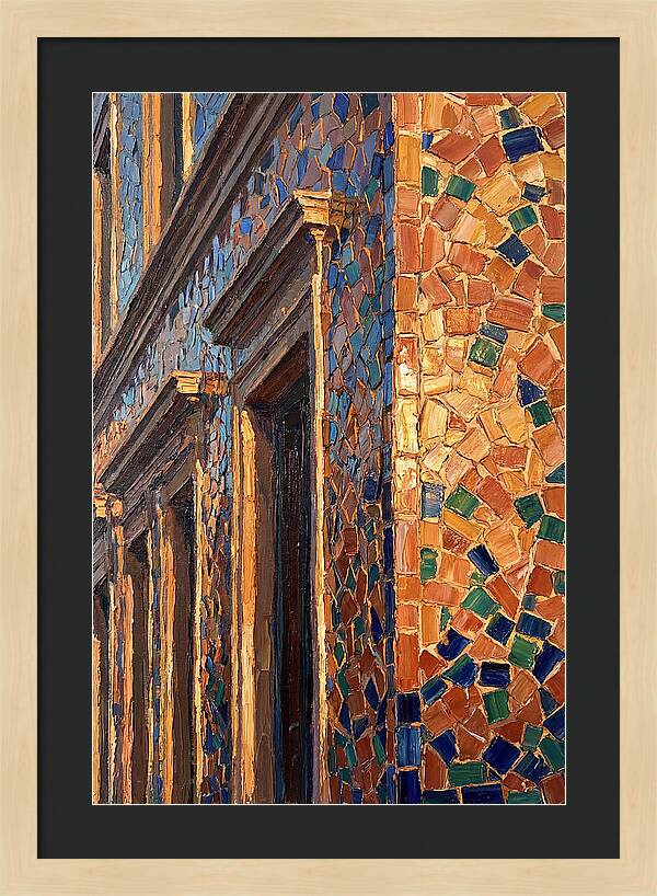 Mosaic Tile Facade Glowing In Sunlight