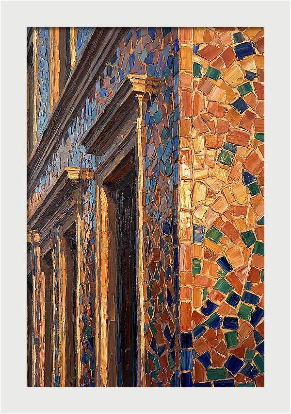 Mosaic Tile Facade Glowing In Sunlight