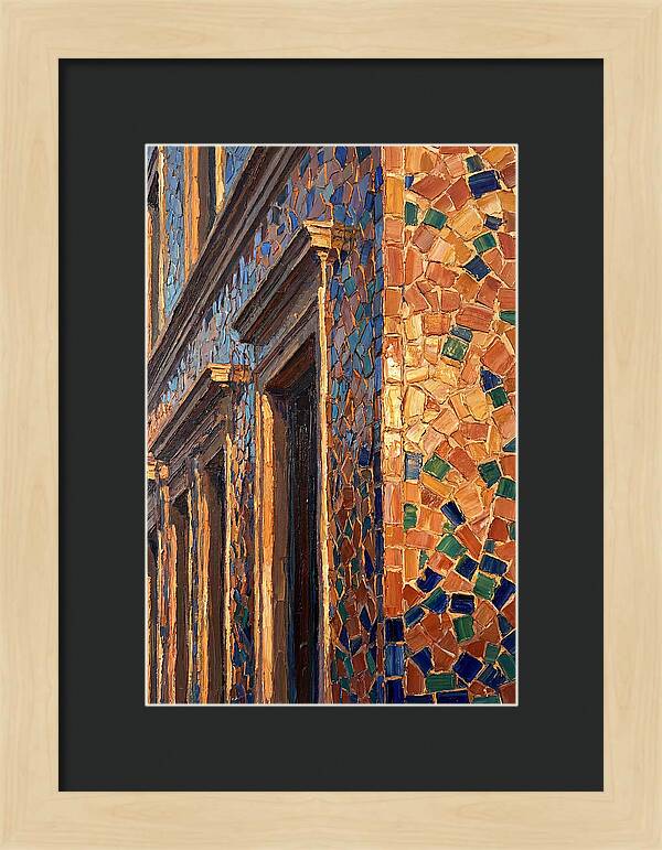 Mosaic Tile Facade Glowing In Sunlight