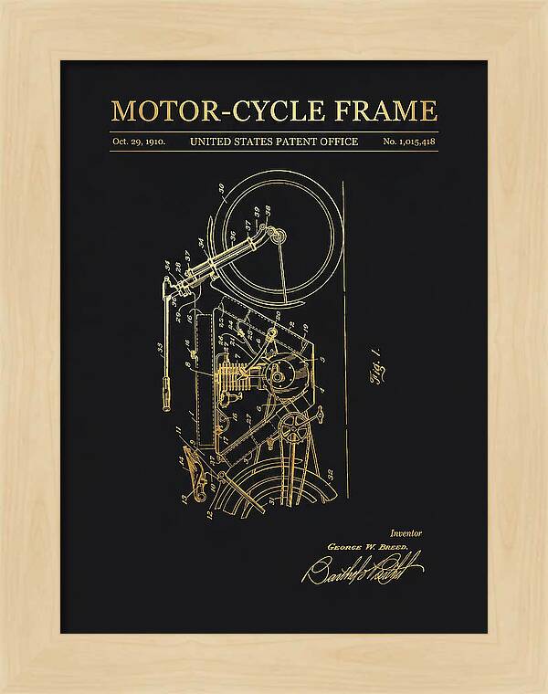 Motor Cycle Frame Gold Patent Us1015418a