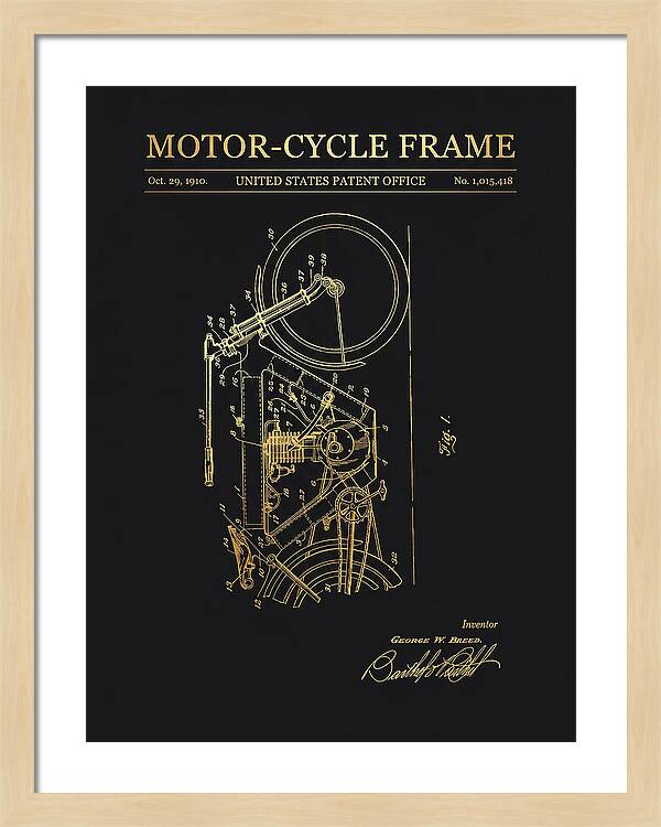 Motor Cycle Frame Gold Patent Us1015418a