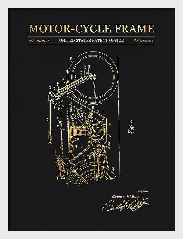 Motor Cycle Frame Gold Patent Us1015418a