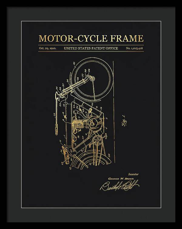 Motor Cycle Frame Gold Patent Us1015418a