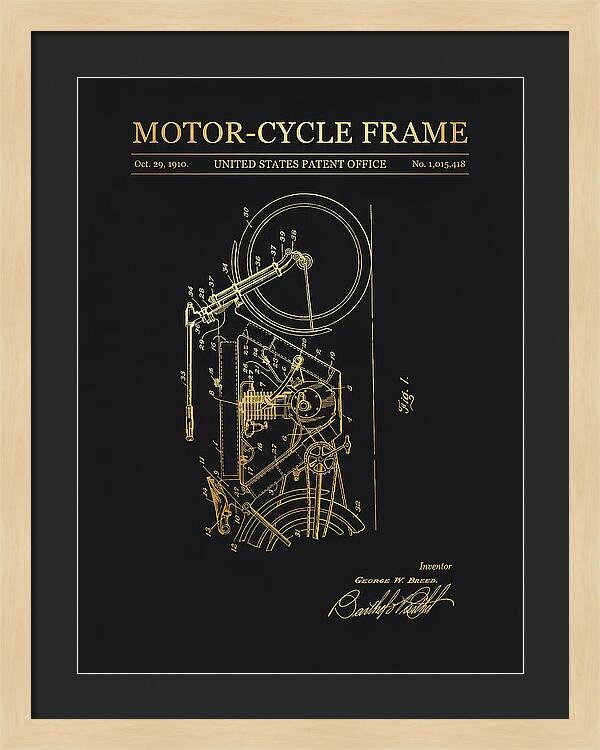 Motor Cycle Frame Gold Patent Us1015418a