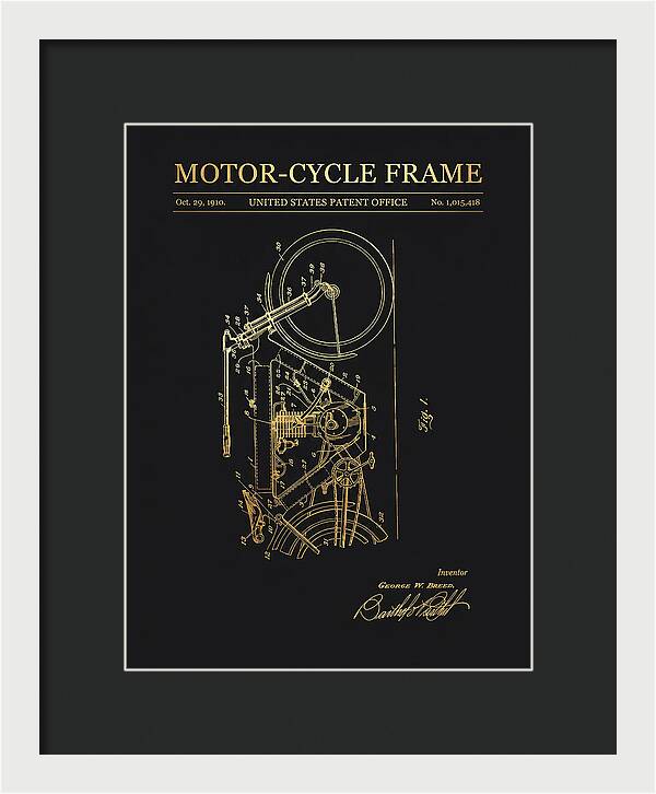 Motor Cycle Frame Gold Patent Us1015418a