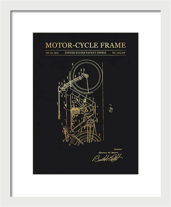 Motor Cycle Frame Gold Patent Us1015418a