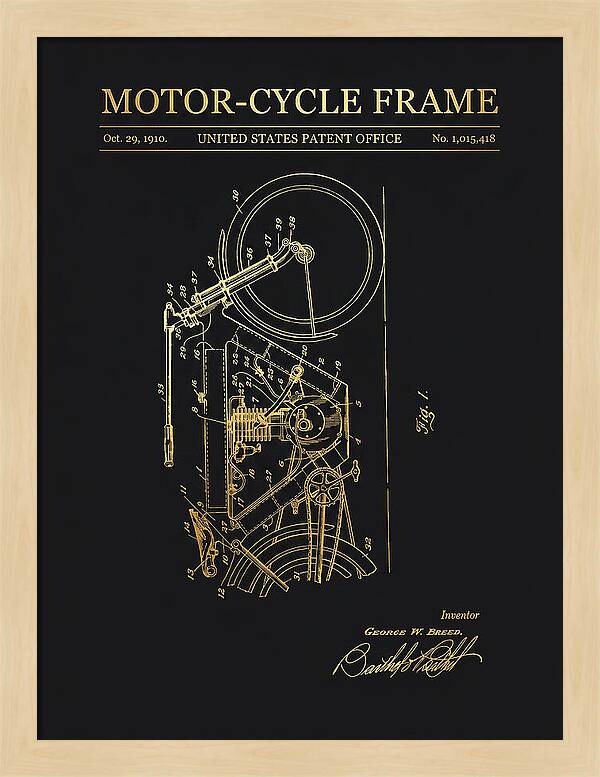 Motor Cycle Frame Gold Patent Us1015418a