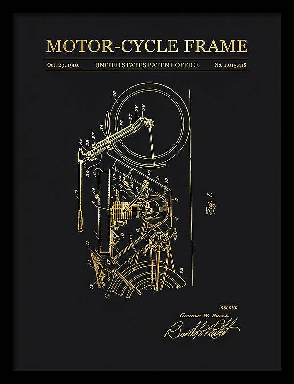 Motor Cycle Frame Gold Patent Us1015418a