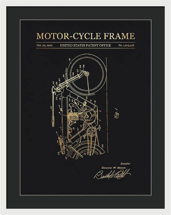 Motor Cycle Frame Gold Patent Us1015418a